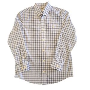 NWOT Duluth Trading Relaxed Fit Blue White Check Casual Work Oxford Shirt Medium